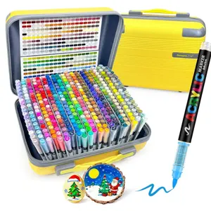 Guangna 360 Color Acrylic Marker Set, Portable Hard Case, Soft Brush Tip, Fast-Drying, Multi-Material Compatible, Professional Art Supplies