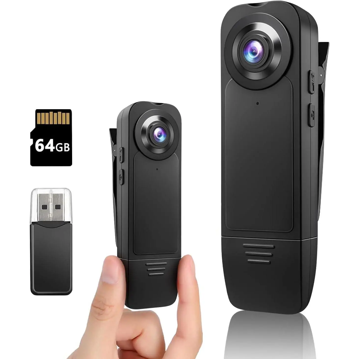 Mini Body Camera 1080P Police Body Camera with Memory Card,Body Worn Cam,Premium Portable,Wearable Patrol Video Recording Camcorder for Work Records,Guard (64GB)