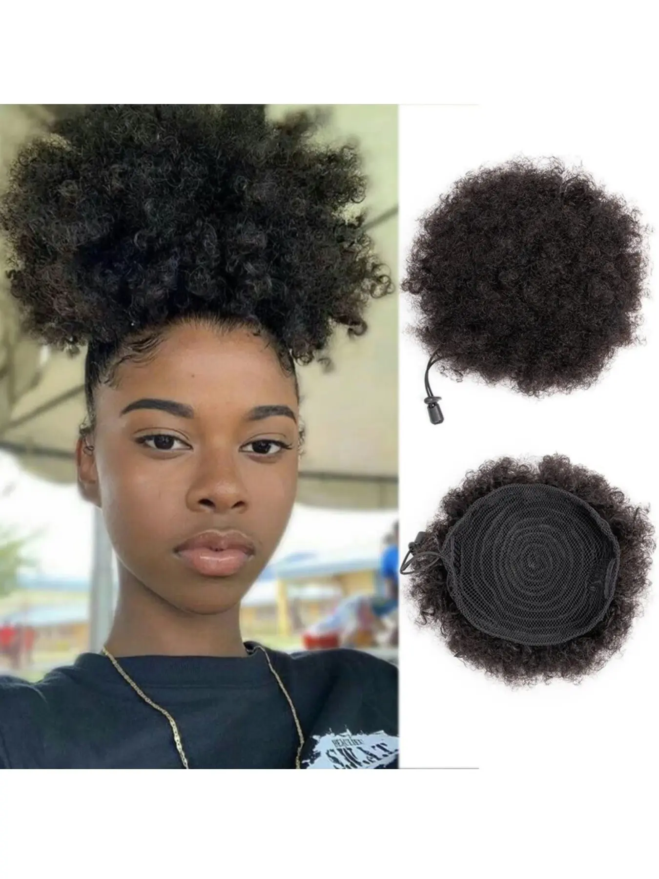 Afro Puffs Large Human Hair Buns, Natural Drawstring Ponytail Extensions, Updo 8 Inch Natural for Women, Stylish & Versatile, Real Hair Extensions, Hair Pieces Extensions