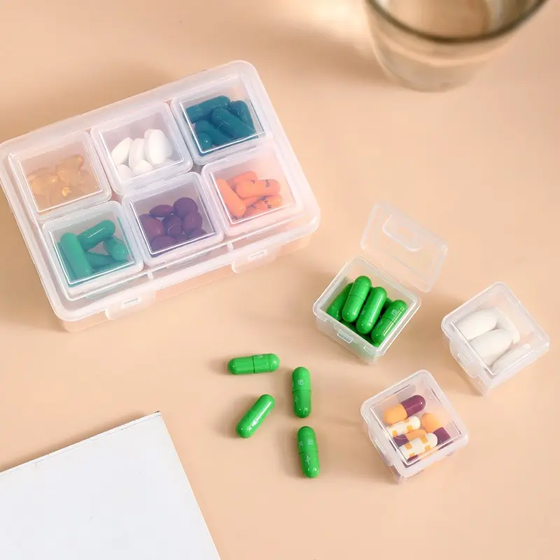 7pcs/set Plastic Desktop Medicine Storage Box with Lid Household Medicine Box Packaging Box