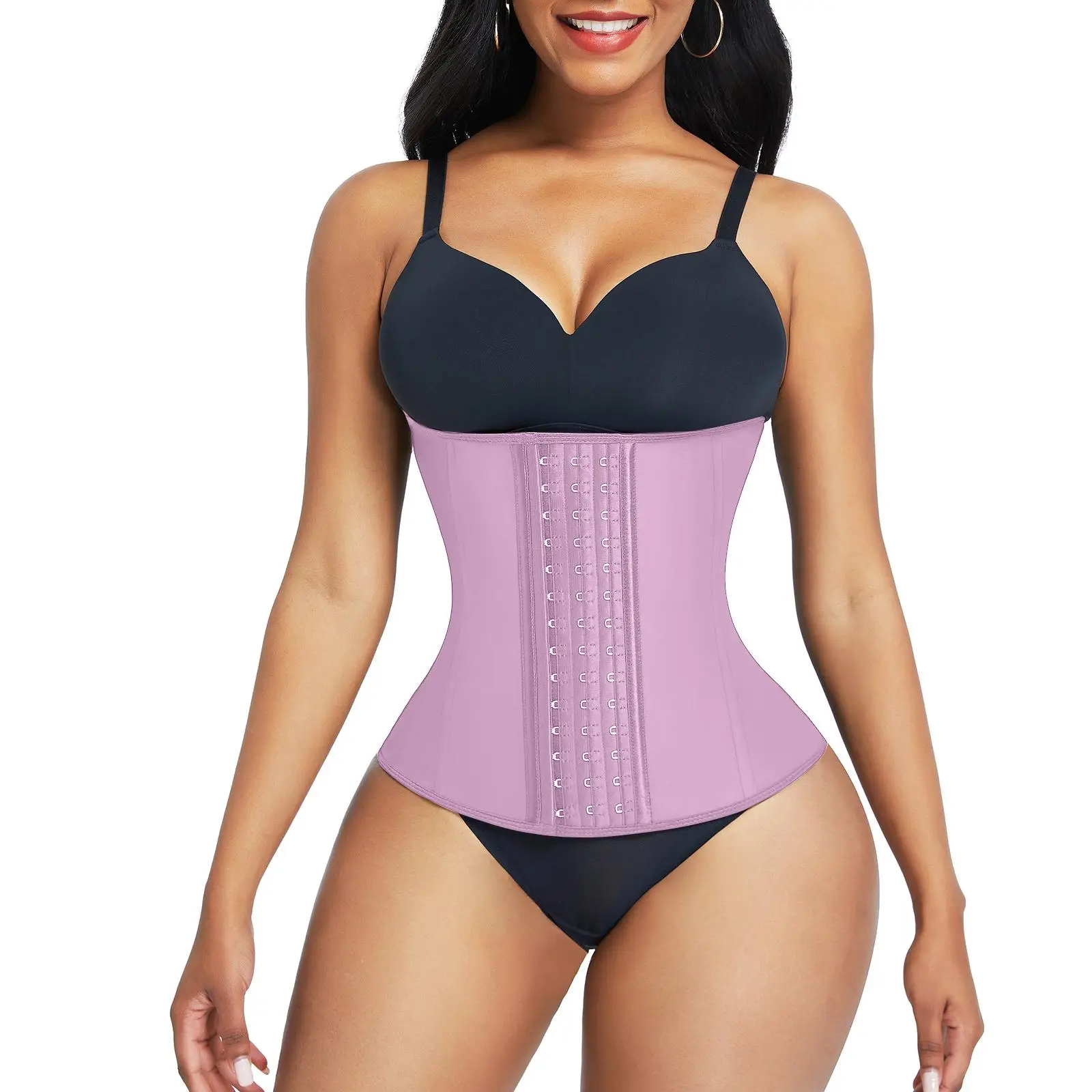 LOVERBEAUTY Waist Trainer for Women Latex Waist Cincher Corset LatexPlus Size Shapewear 3 Hooks Cincher Garment Compression tummycontrol Womenswear