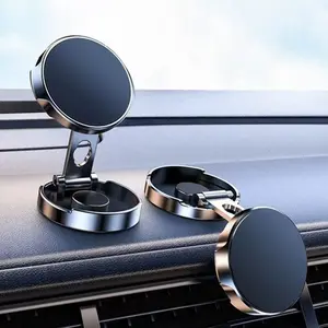 Magnetic Car Phone Holder, One-Click Install & Release, 360 Degree Rotation, Foldable Design, Compatible with iPhone & Universal Smartphones