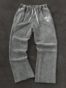 Men's Gothic Layered Drawstring Sports Pants, Runner Pants, Fitted Casual Style, Moderate Fabric Thickness, All Seasons Wear, 1 Piece