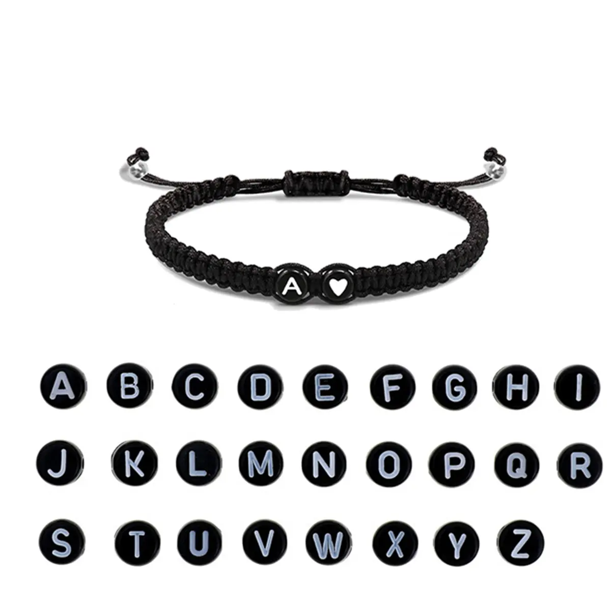Handmade Bracelets for Women, Woven Wax Rope with Personalized Heart Initial A-Z, Hypoallergenic Adjustable Friendship Bracelet, Birthday Gift for Her, Handmade Bracelet, Friendship Bracelets