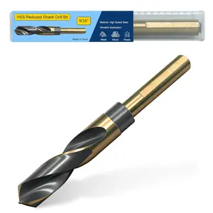 Drill Bit,Reduced Shank Drill Bits for Metal Wood and Plastic,4241 High Speed Steel Black & Gold Drill Bit with 1/2 Inch Shank