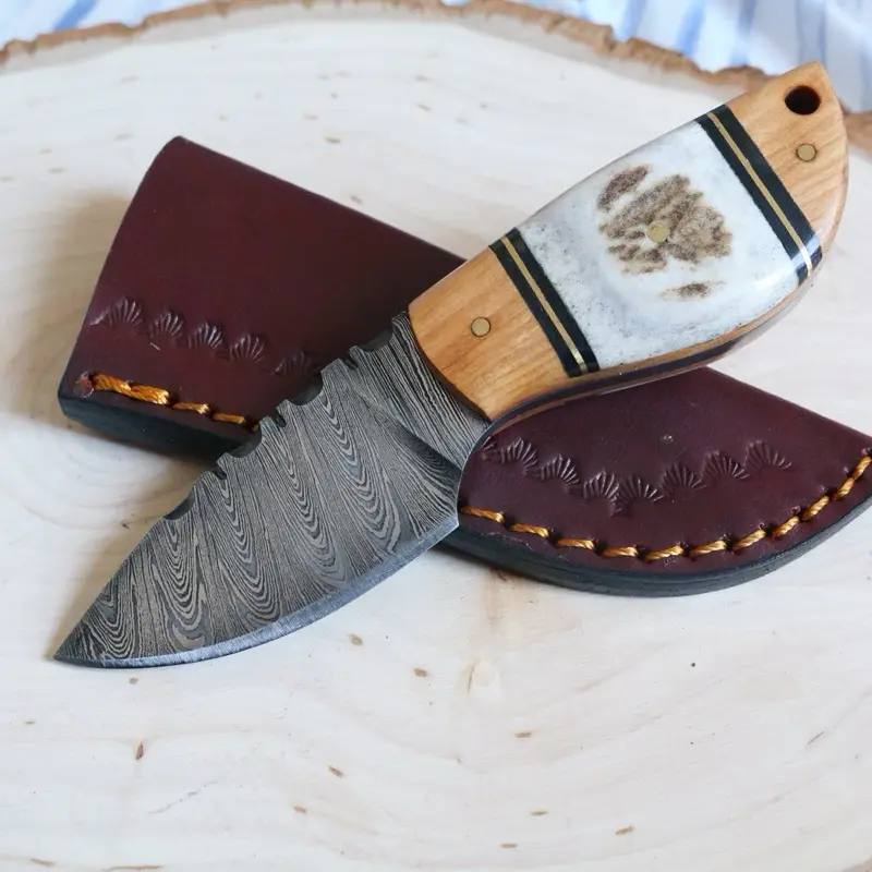 5” bushcraft knife fixed blade leather sheath