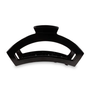 TELETIES - Jet Black - Large - Open Hair Claw Clip - Strong Grip - Nearly Unbreakable