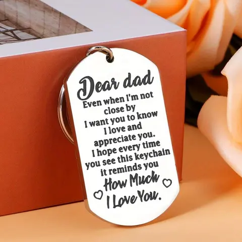 Stainless Steel Dad Keychain, Personalized Fashionable Letter Pattern Keychain for Men, Trendy All-match & Exquisite Keychain for Birthday Gift