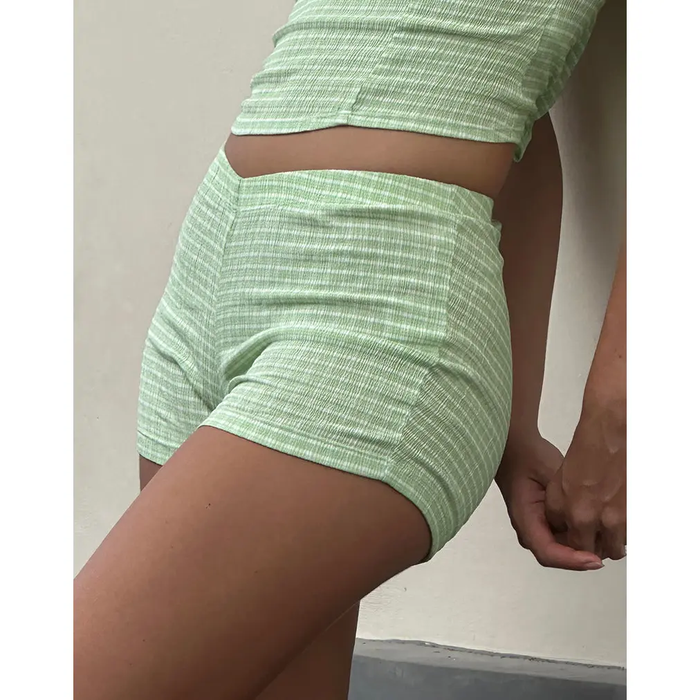 Ghibli Micro Shorts in Crinkle Check Sage