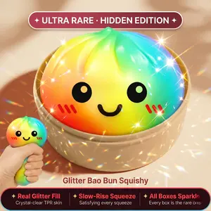 Viral Dumpling Squishy Mystery Blind Box ULTRA RARE Rainbow Glitter Hidden Edition | Dumpling Squishies Slow Rise Stress Relief Fidget Toy Soft TPR Squeeze Ball ASMR Sensory Gift Squishy Butter Feel Cute Blind Box Toy1pc rising dupe food outdoorfun pink