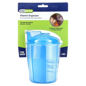 Ezy Dose Vitamin Organizer with Labels, Blue, 1 Count