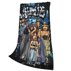 Ed Hardy Lil Homies Cholo Chicana Art Print Ultra-Soft Plush Fleece Throw Blanket, Cartoon Pink Satin Ruffle Bedding Set with 1000 Thread Count King Sheets, for Home Bedroom Decor, patchwork sacks cooling blankets blankets cooling blanket soft  breathable