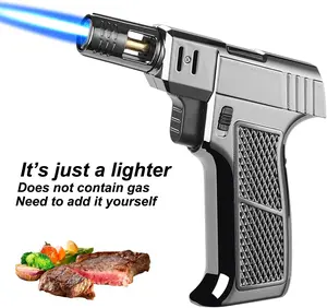 Father's Day Gift Outdoor Camping Windproof Lighter, Adjustable Straight Jet Flame Lighter, Refillable Windproof Lighter with Safety Lock for Daily Use & Cooking(Excluding Fuel)