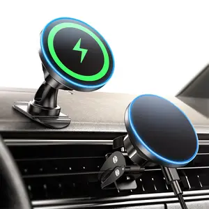 Magnetic Car Phone Mount Charger – Wireless Charging Holder for Dashboard & Air Vent, Compatible with iPhone 12–15 Series