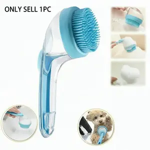 2025 New 2 in 1 Pet Bath and Grooming Brush is a pet toolwith built in shampoo dispenser for easy bathing a softmassage tool for long or short haired dogs and cats idealfor shower