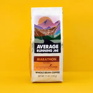 Average Running Joe Marathon Blend Whole Bean Coffee 11oz Medium Roast with Hints of Dark Chocolate and Caramel - Perfect Beverage for Coffee Lovers Flavor