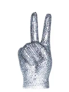 Rhinestone Graphite Peace Sign Sculpture
