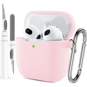 Case for Airpods 4 Gen Cover for Women Girl, Compatible Airpods 4th Generation Case, Soft Silicone Apple iPod 4th Gen Protective Cover Skin with Keychain Cleaner Pen,Pink