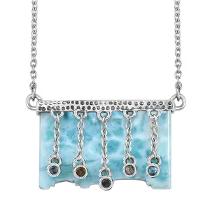 Artisan Crafted Sky Blue Topaz and Multi Gemstone 27.60 ctw Ethereal Cascade Necklace in Sterling Silver 18 Inches Christmas Gifts