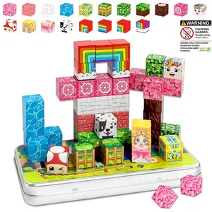Magnetic Building Blocks Set, Forest & Cherry Blossom Theme, DIY Assembly Playset for Kids, Fine Motor Skills Development, Easter Birthday Gift