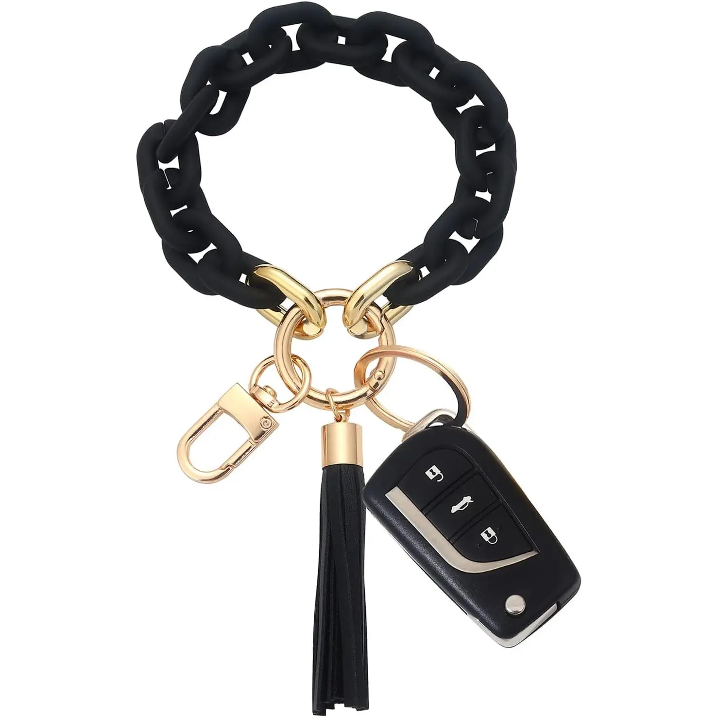 Chunky Chain Link Wristlet Keychain  Bangle Key Ring Bracelet Key Chain Cute Boho Modern Car Keychain Holder