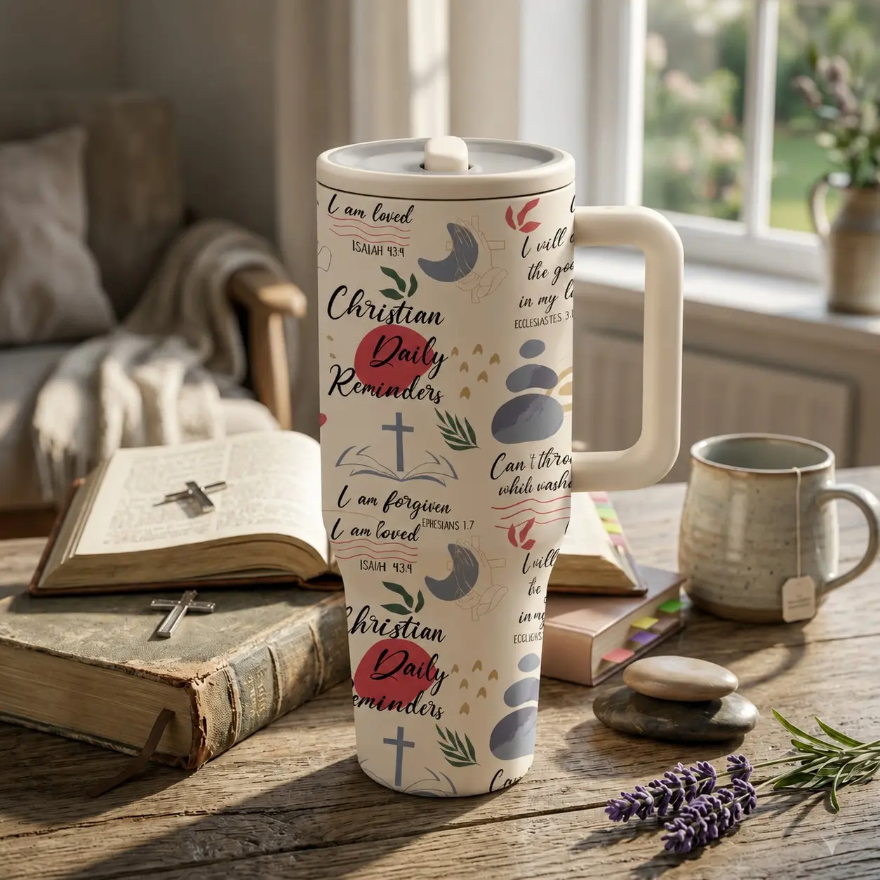 1Pc 40oz Insulated Tumbler, Leak-Proof, Double Wall, Christian Daily Reminders Design, Uplifting Bible Verses,Inspirational Christian Quotes,Perfect for Hot & Cold Drinks,12h Hot,24h Cold, Ideal Gift for Faith-Based Lifestyle,Perfect for Daily Inspiration