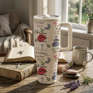 1Pc 40oz Insulated Tumbler, Leak-Proof, Double Wall, Christian Daily Reminders Design, Uplifting Bible Verses,Inspirational Christian Quotes,Perfect for Hot & Cold Drinks,12h Hot,24h Cold, Ideal Gift for Faith-Based Lifestyle,Perfect for Daily Inspiration