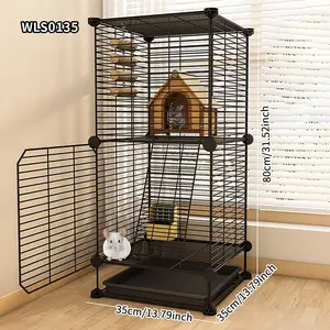 DIY Assembly Small Animal Pet Cage, Indoor Home Use with Toilet Tray, Rabbit Bunny Small Dog Fence, Empty Cage for Cats Dogs, Wire Metal Kennel