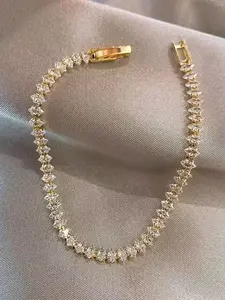 Elegant Geometric Rhombus Artificial Crystal Zircon Bracelet, Simple Style Women's Daily Wear Party Accessory, Fashionable and Versatile Hand Chain, Jewelry Bracelet