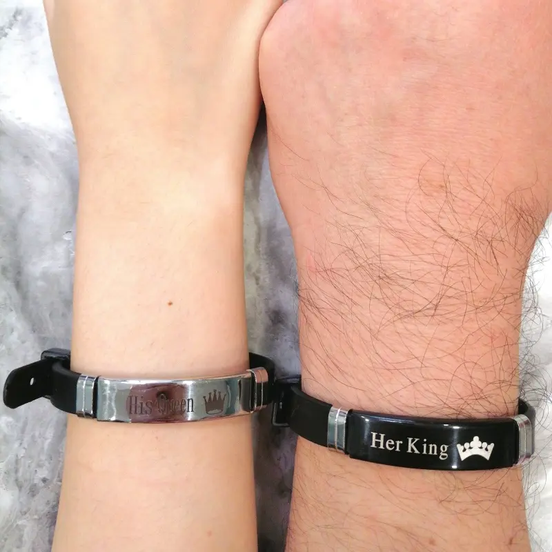 2PCS His Queen Her King Couple Bracelet Pair - Romantic Matching Wristbands for Lovers