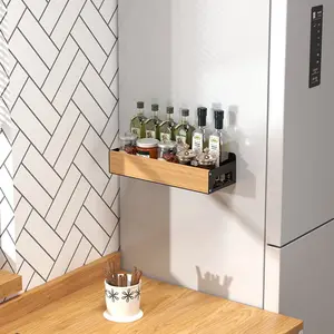Kitchen Magnetic Spice Jar Holder, No Drilling Refrigerator Side Mount, Wall-Mounted Condiment Organizer, Home Storage Rack