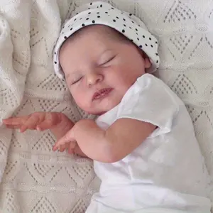 TopLink 19-inch (48cm) Realistic Asleep Reborn Newborn Girl Doll, Soft Vinyl with 3D-Paint Skin, Cloth Body, Baby Doll Accessories, Kids' Birthday Gift Toy