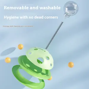 Puzzle Feeder Ball with Rotating Turntable & Spring – Cat Play Disk, Planet Exploration Hole Toy