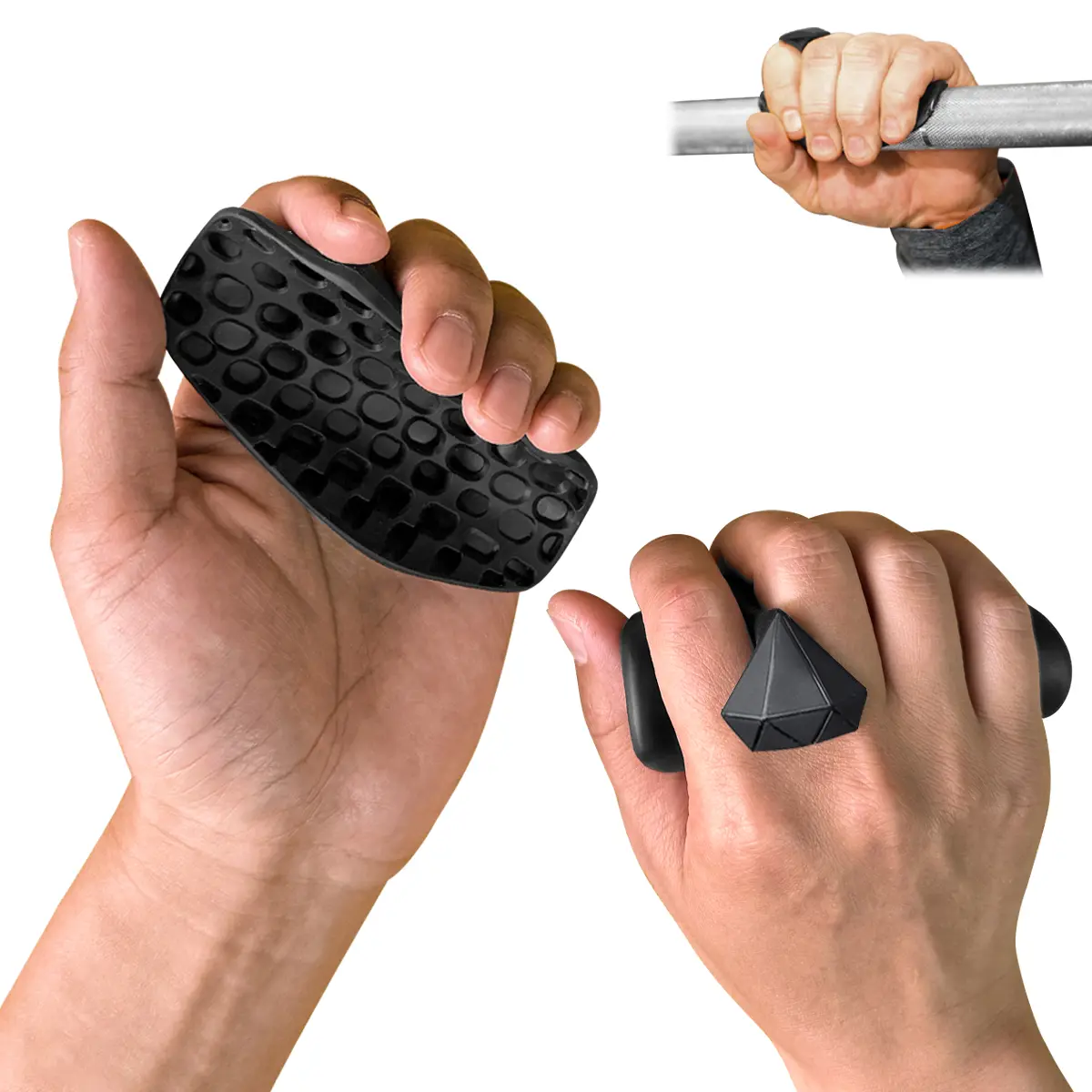 Rubber Gym Grips Weight Lifting Grips for Men & Women, Anti Slip Workout Grip for Hand Protection, Weightlifting Grips for Workout, Dumbbell Gripper, Deadlift Grip Pad (1 Pair)