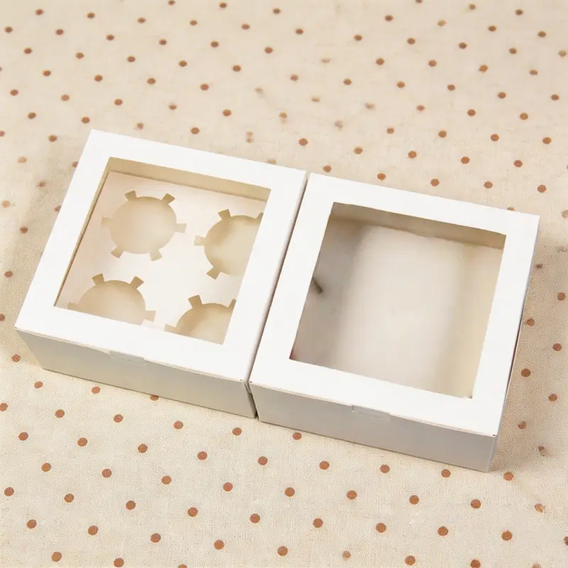20/15/10/5/1pcs 4/6 Pack Clear Window Muffin Boxes, Kraft Paper Cupcake Containers for Bakery Desserts.needoh.paper plates
