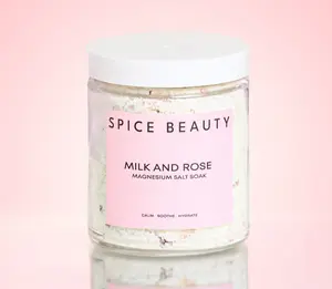 Spice Beauty Milk and Rose Magnesium Salt Soak - 20g Coconut Blend for Moisture & Radiance - Body Care Cleanser with Goat Milk & Rose Petals Radiant Soothing