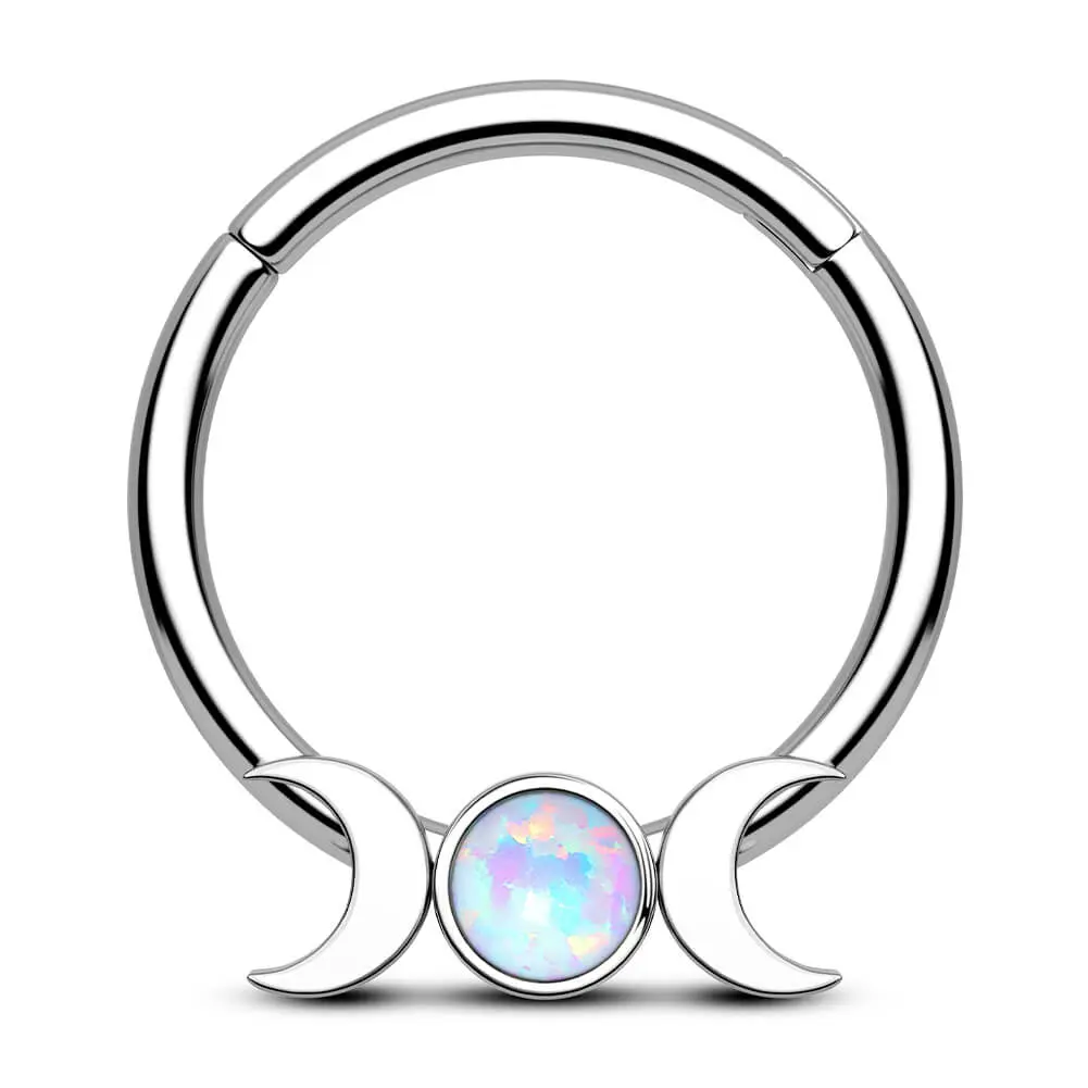 Oufer 16G Moon Phase Hinged Segment Septum Ring Hoop
