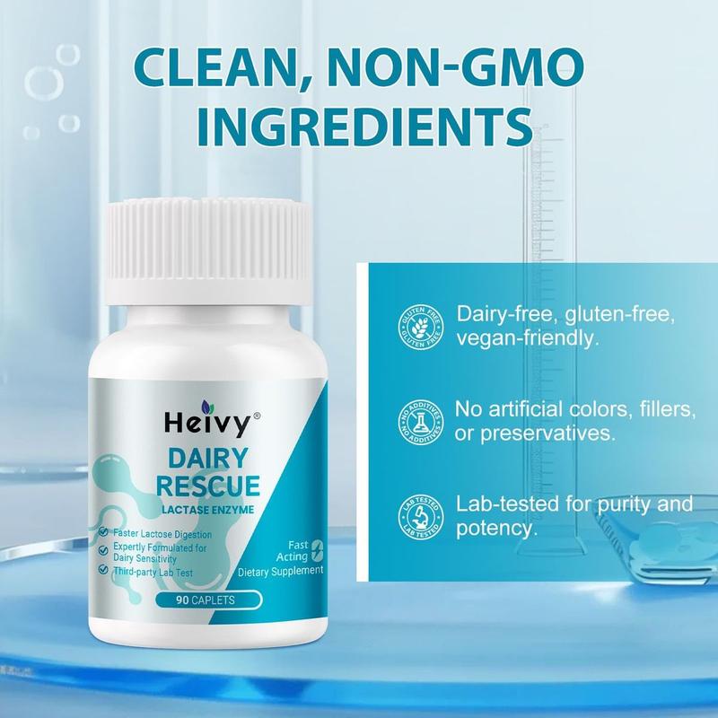 Lactase Enzyme 3000 FCC Dairy Relief Fast Acting Supplement, Lactose Intolerance Pills 90 Count (Pack of 1)