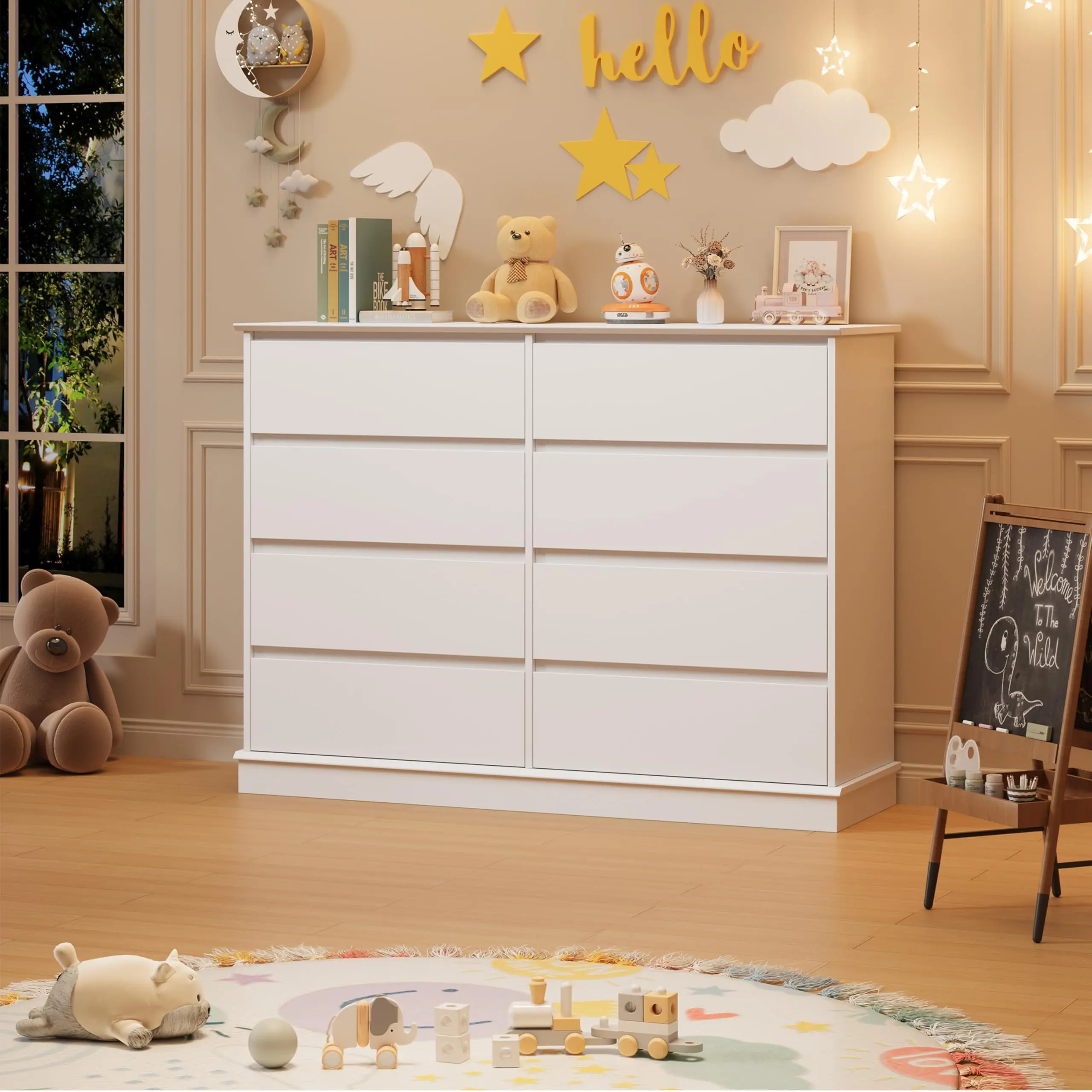 8 Drawer Dressers for Bedroom, Chest of Drawers with Deep Drawers, Large Double Dresser, 51” Wide Double Dresser with Large Drawers, Modern Chest of Drawer for Bedroom Living Room Hallway