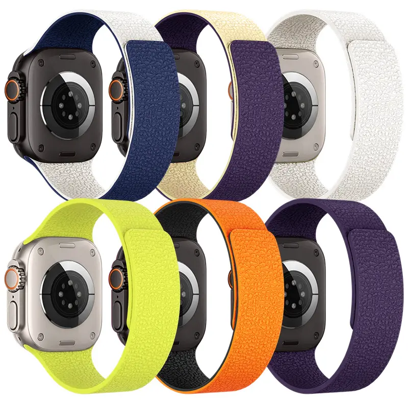 Magnetic Lychee Grain Apple Watch Band, compatible with all models in 38/40/42/44/45/46/49mm, including Series 10 and Series 11. Ideal for office, travel, sports and business-casual settings.