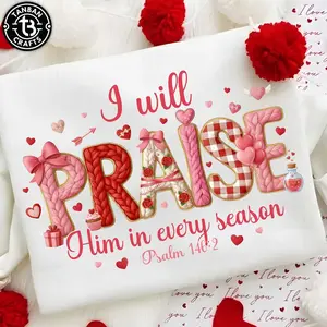 Love Like Jesus Faux Yarn Sweatshirt, Christian Valentine Hoodie, Religious Pink Faith Tshirt