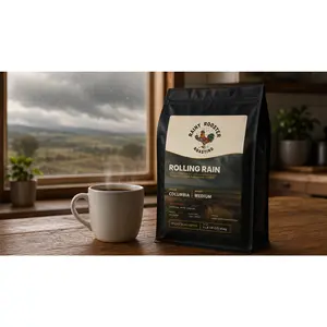 Rolling Rain (Colombia single-origin) Artisan roasted coffee beans. We don't roast until you order to ensure we get the freshest coffee right to your doorstep.