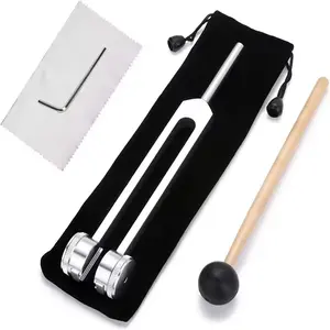128Hz Weighted Tuning Fork Set Silver– Sound Healing & Chakra Balancing Tool with Mallet, Activator & Pouch