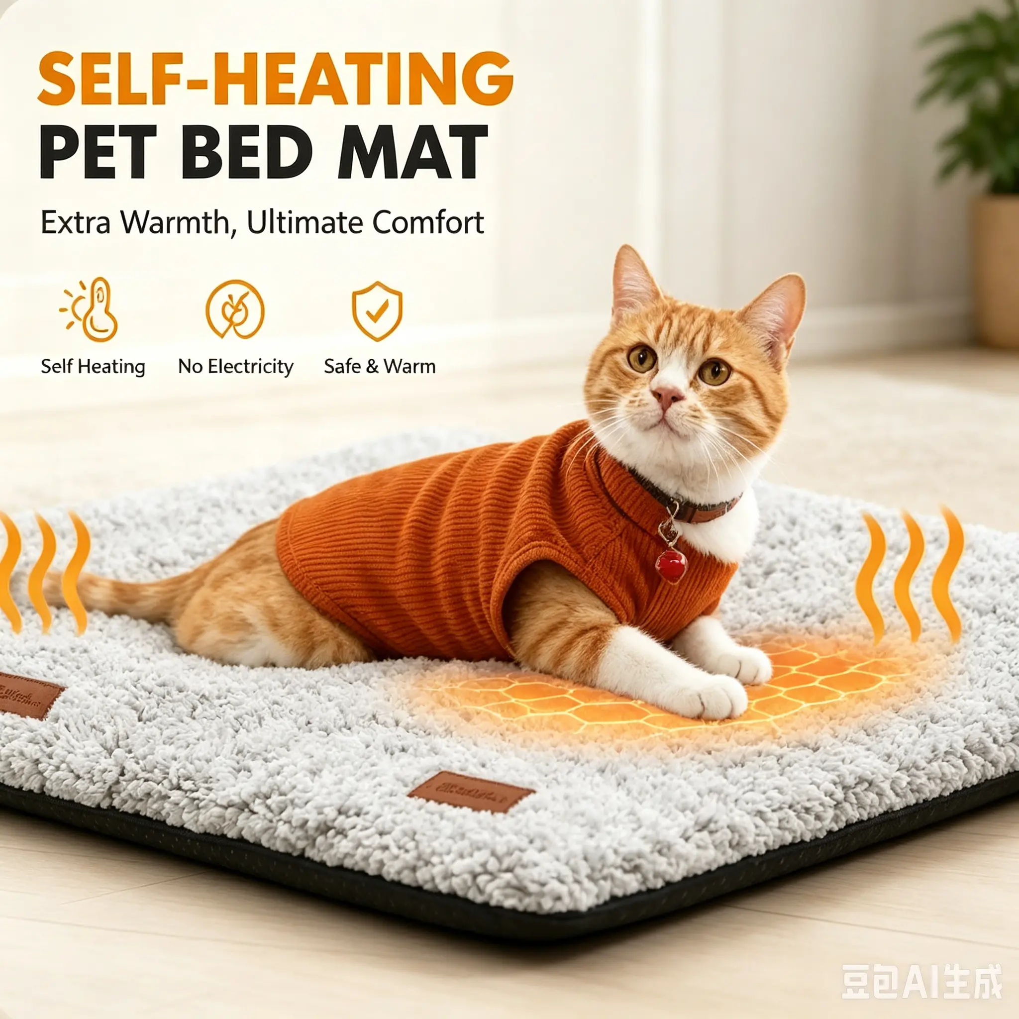 Mora Pets Self-Heating Pet Mat for Cats and Dogs, Extra Warm Thermal Pad with Removable Washable Cover, Non-Slip Bottom for Indoor Use