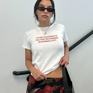 [Sale off up to 50%] Y2K It's Not Clocking To You That I'm Standing On Business Baby Tee Croptop, Viral TikTok Meme Shirt, Funny Gen Z Gift