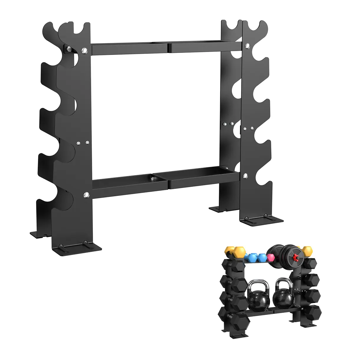 RELIFE 5-Tier Multi-Level Dumbbell Rack Weight Stand with Steel Frame, 450lbs Capacity, Anti-Rust Powder Coating, Compact Design to Save More Space for Home Gym Equipment Storage (Fits Dumbbells, Kettlebells), Space Saver, Kettlebell Ready, Compact Footpr