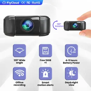 FlyCloud Seven  mini camera Multi-Functional 1080P Mini WiFi Camera, Long Battery Life, 180° Adjustable Lens, 16GB TF Card Support, AP Hotspot No WiFi Needed, Wireless Security Cam for Vlog Sports and Car Monitoring