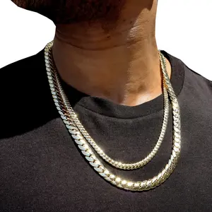 14K Stamped Gold Plated Brass Cuban Chain 4mm to 10mm Necklace Bracelet Accessory for Unisex Men & Women, Available in Various Sizes