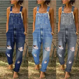 Denim Overall Denim Bib Pant Suspender Trouser Loose Casual Female Women Jeans One-Piece Romper Overalls Strap Jumpsuit Blue Streetwear Womenswear Basic