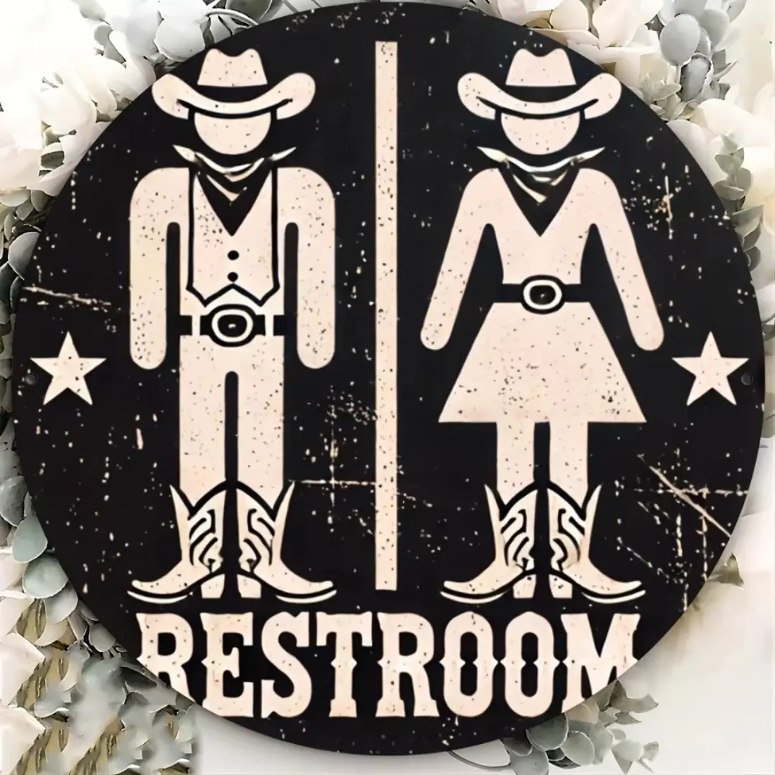 Aluminum Bathroom Signage, Vintage Foil Engraved Wall Decor, Funky Western Decor, Ideal for Home Bars & Restaurants, Durable Aluminum Material, Vintage Plaque Decor
